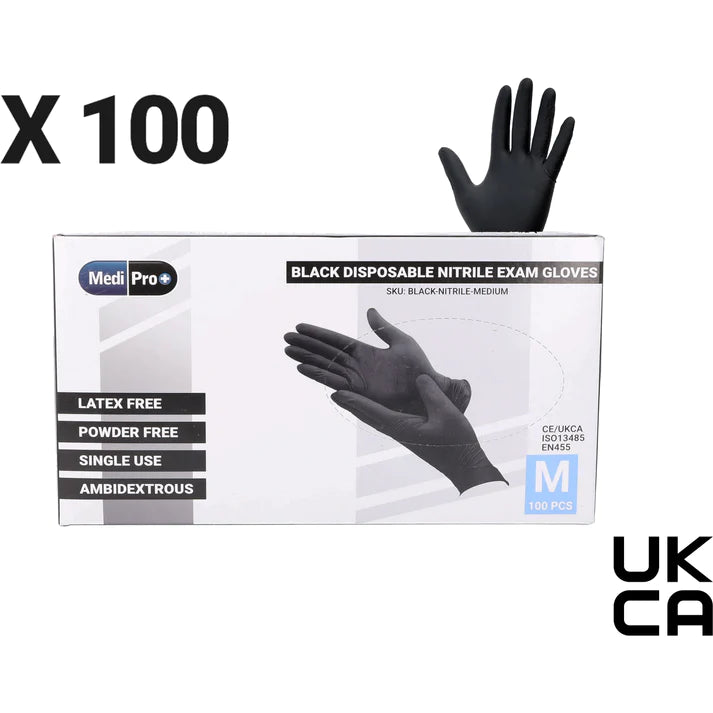 Black Nitrile Gloves - Box of 100